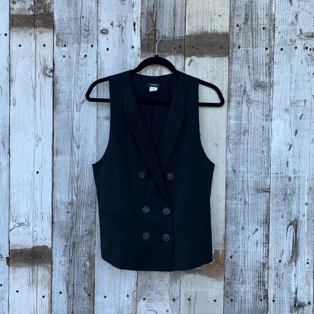 J. Crew Double Breasted Wool Vest Black